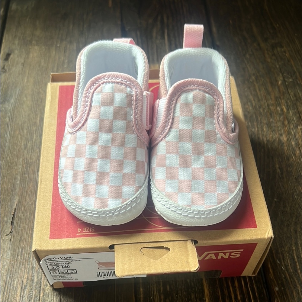 Vans Pink and White Slip-On Crib Shoes